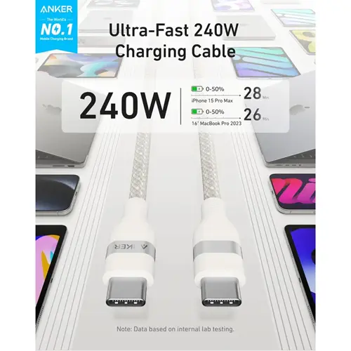 کابل تبدیل USBC به USBC انکر مدل A82E2 طول 0.9 متر با توان 240 وات (7)